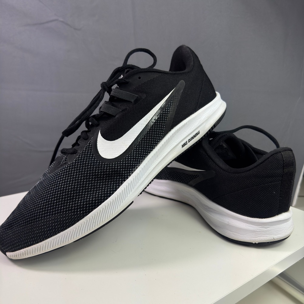 Nike Downshifter 9 Running Shoes Mens 11.5 Black White AR4946-003 Mesh Low Top